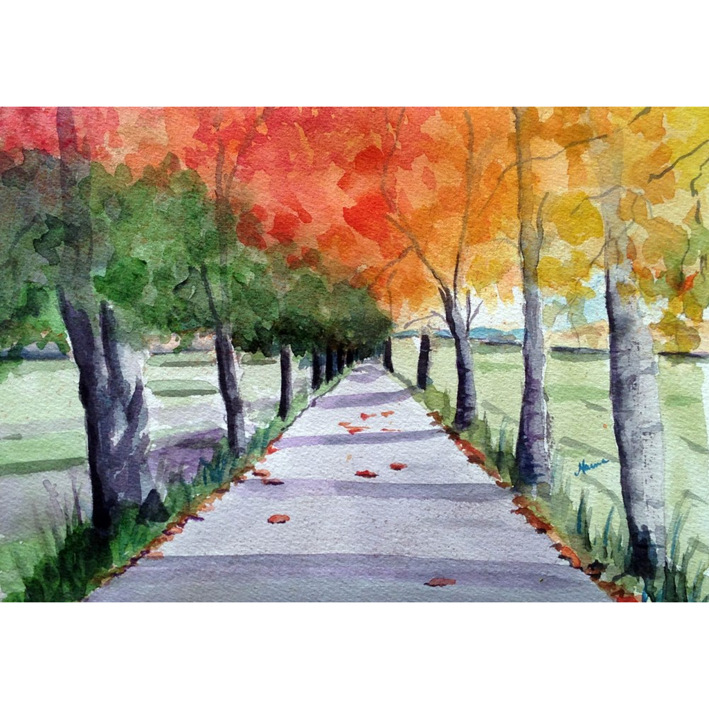 "Fall Street" Print - Marina's Watercolors