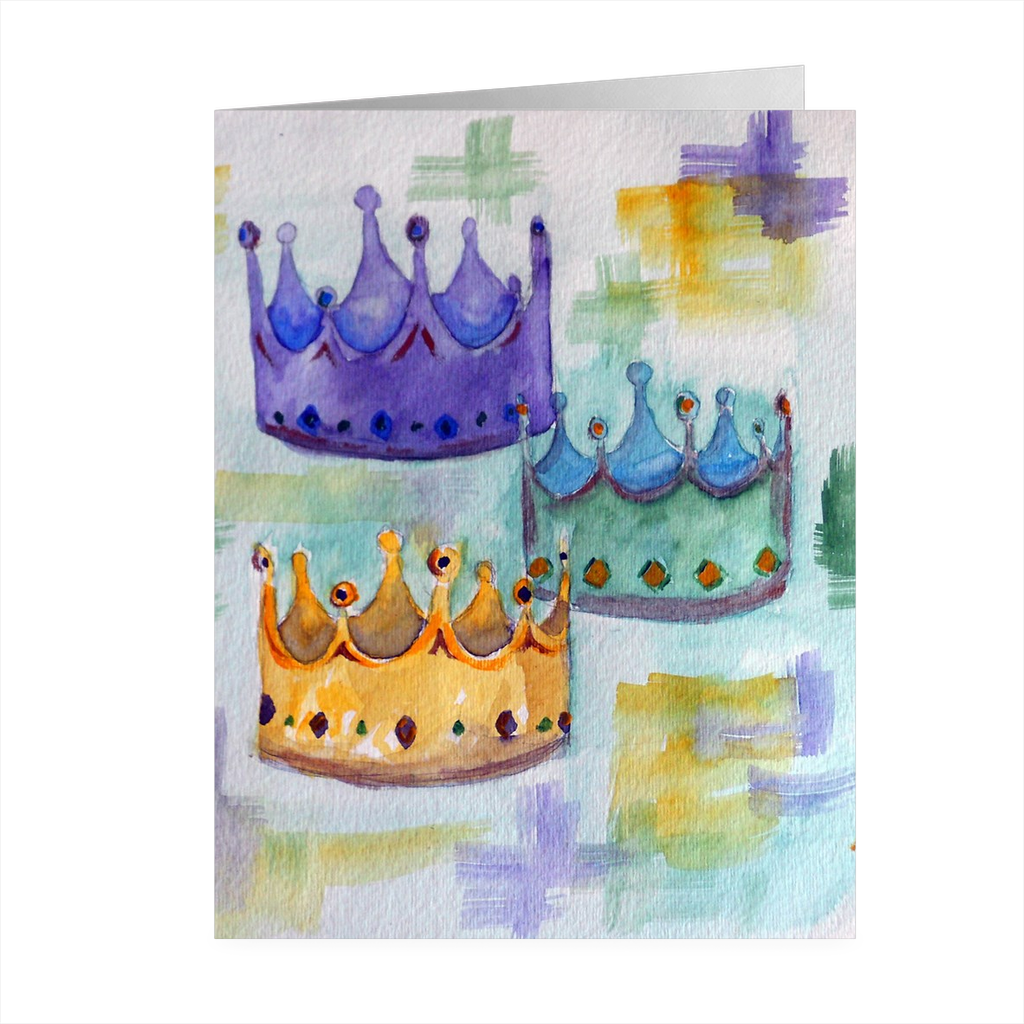 "Mardi Gras Crown" 4.5 x 5 Folded Cards - Marina's Watercolors