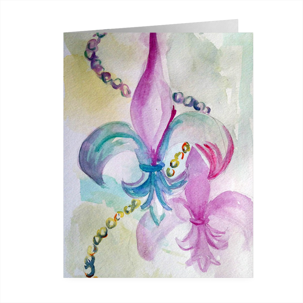 "Mardi Gras Fleur" 4.5 x 5 Folded Cards - Marina's Watercolors
