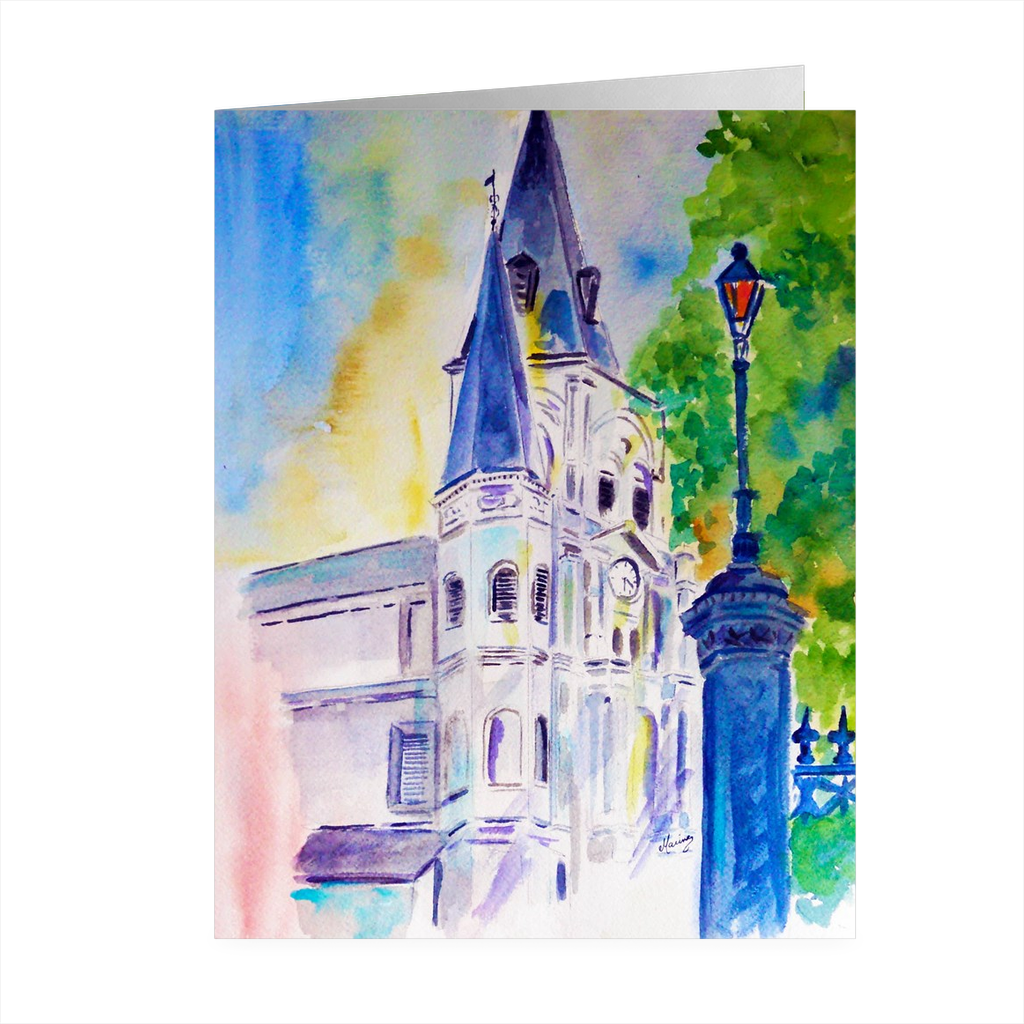 "Cathedral Thru Light" 4.5 x 5 Folded Card - Marina's Watercolors