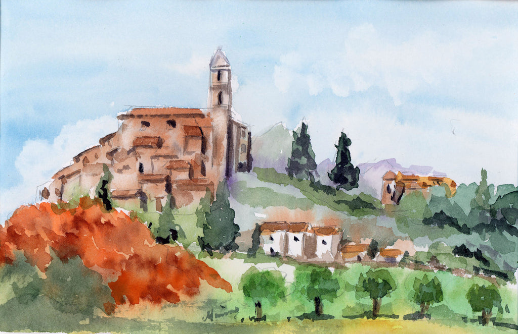 "Medieval Village" - Original Watercolor - Marina's Watercolors