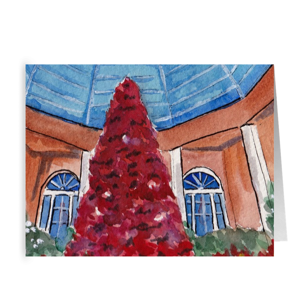 "Poinsetta Tree - Botanical Garden" 4.5 x 5 Folded Cards