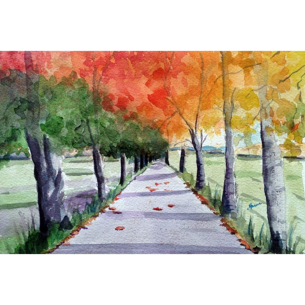 "Fall Street" Print - Marina's Watercolors