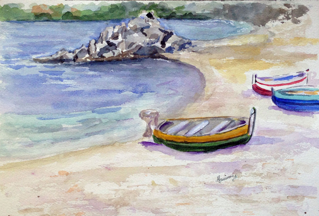 Boats in Callafrugel , Spain print